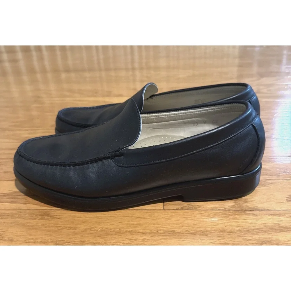 SAS Venetian Handsewn Slip On Black Leather Loafer Shoes Mens Size 13W Made USA